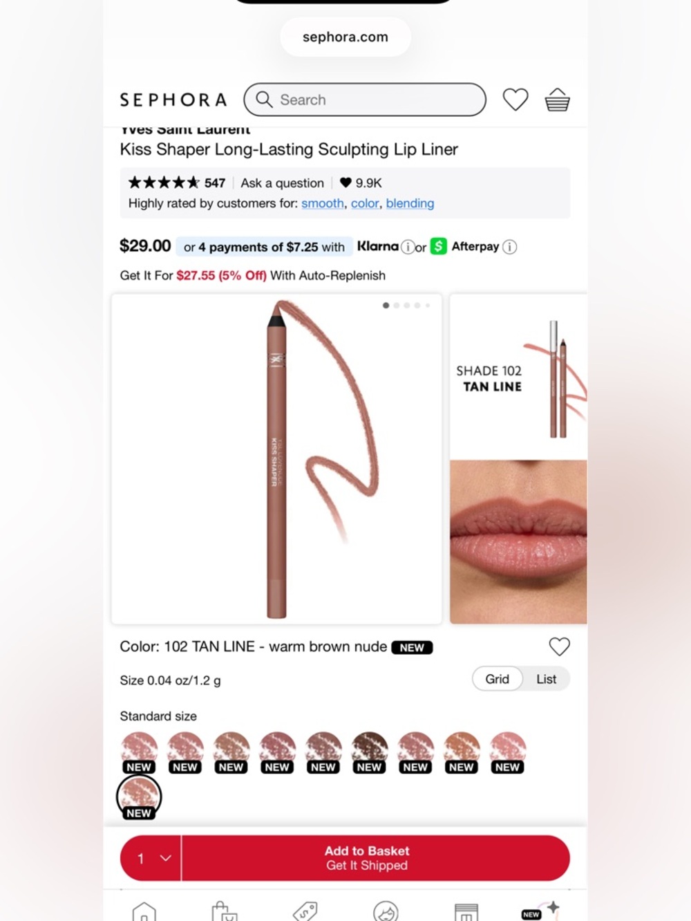 YSL Lovenude Kiss Shaper Lip Liner, NEW in box